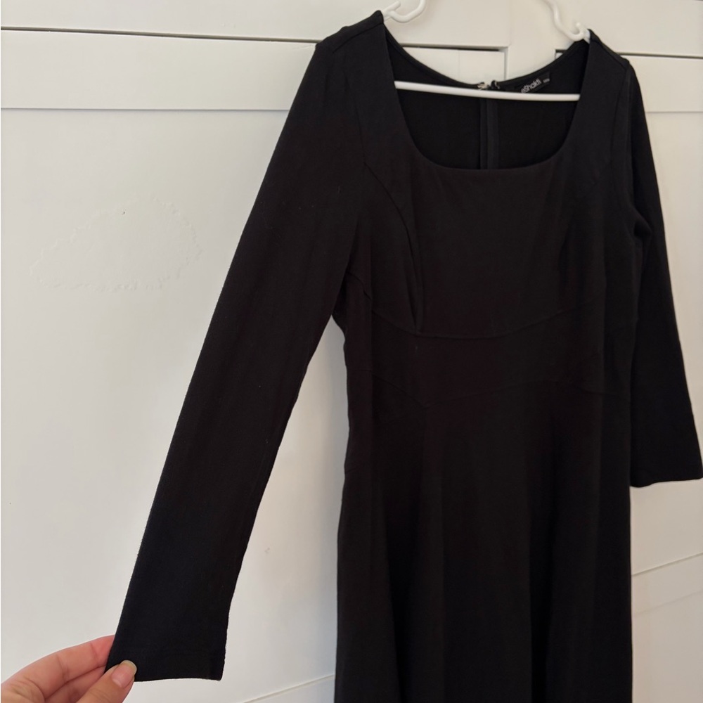 EShakti Black Round Long Sleeve Midi Dress Size Medium - Picture 6 of 6